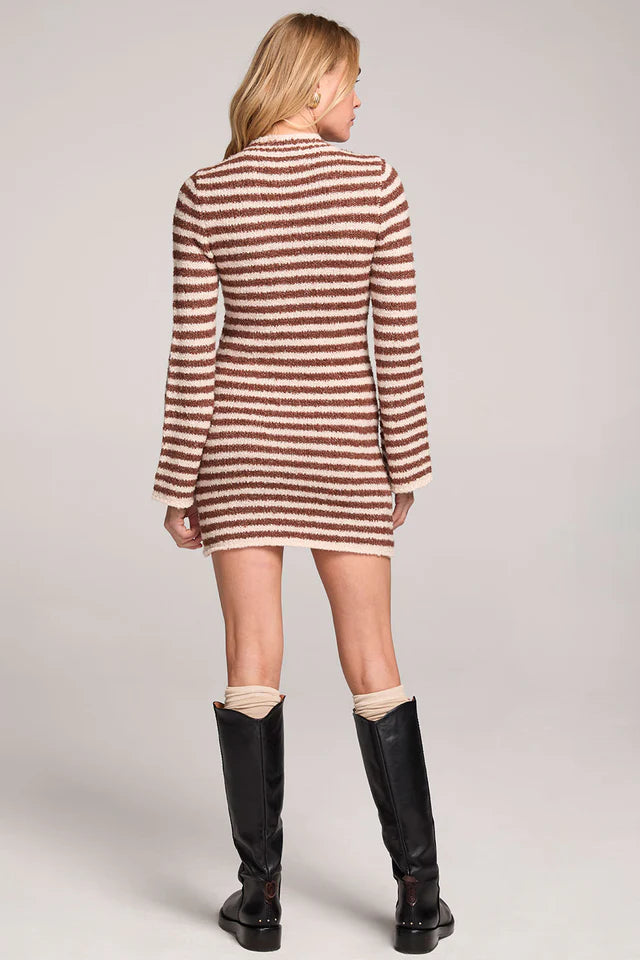 SALTWATER LUXE AUDRIE SWEATER DRESS - CHOCOLATE