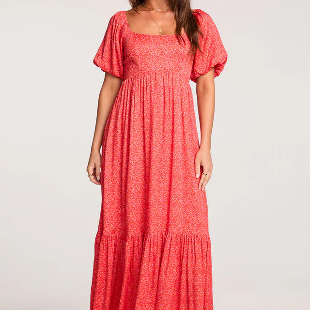 SALTWATER LUXE MELA MIDI DRESS - VINTAGE RED