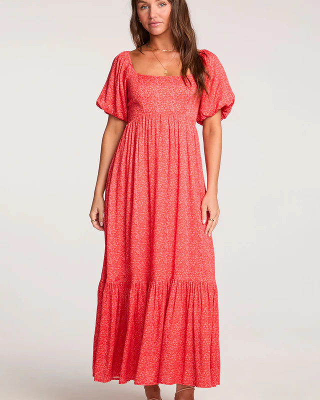 SALTWATER LUXE MELA MIDI DRESS - VINTAGE RED