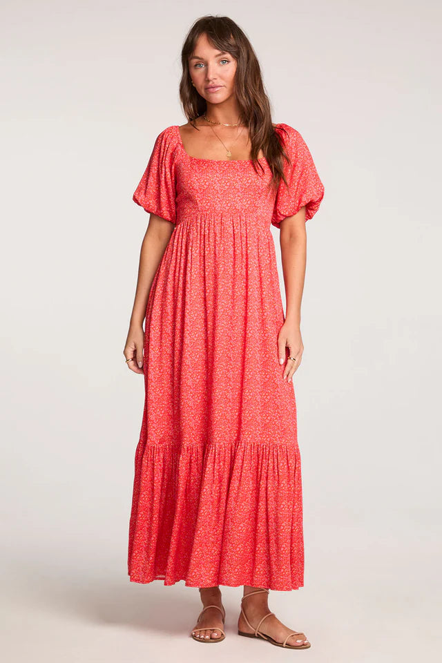 SALTWATER LUXE MELA MIDI DRESS - VINTAGE RED