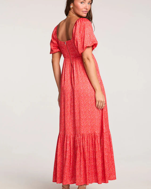 SALTWATER LUXE MELA MIDI DRESS - VINTAGE RED