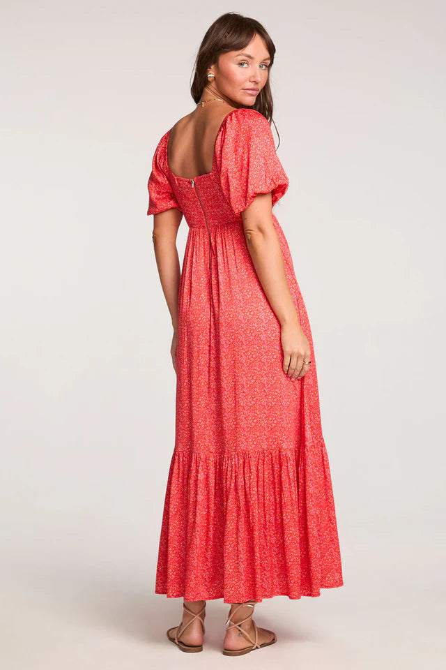 SALTWATER LUXE MELA MIDI DRESS - VINTAGE RED