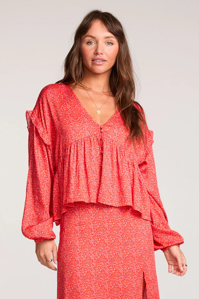 SALTWATER LUXE HUDSYN TOP - VINTAGE RED