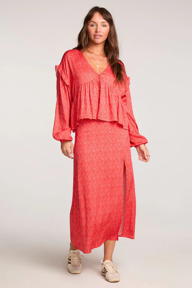 SALTWATER LUXE NARISSA SKIRT - VINTAGE RED