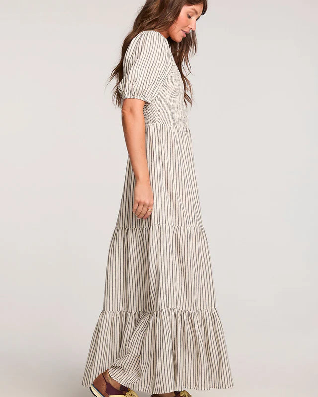 SALTWATER LUXE ZEPPELIN MIDI DRESS - BLACK WHITE