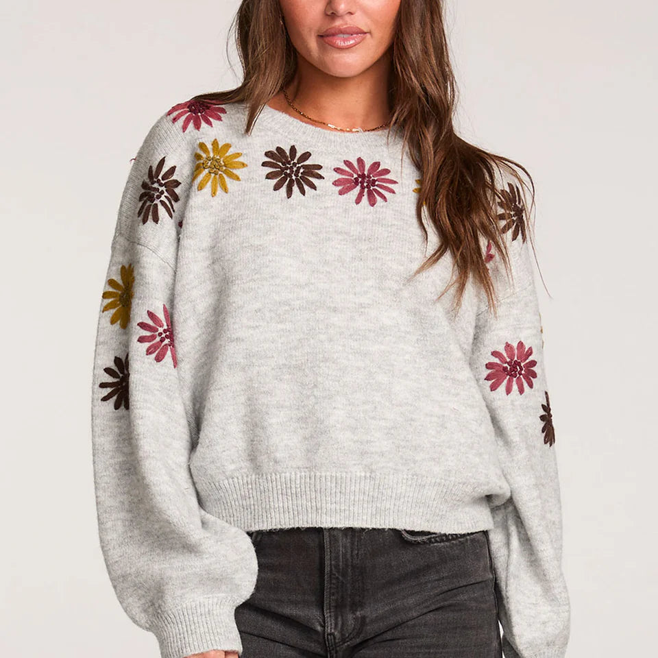 SALTWATER LUXE MIMI SWEATER - HEATHER GREY
