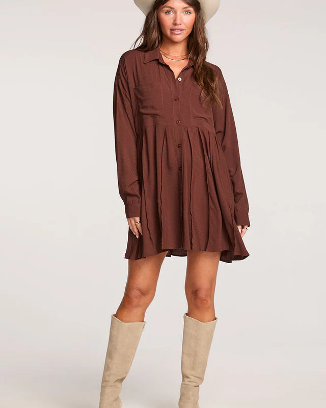 SALTWATER LUXE AURELLIA MINI DRESS - CHOCOLATE