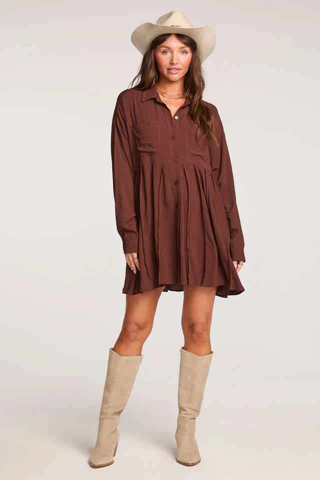 SALTWATER LUXE AURELLIA MINI DRESS - CHOCOLATE