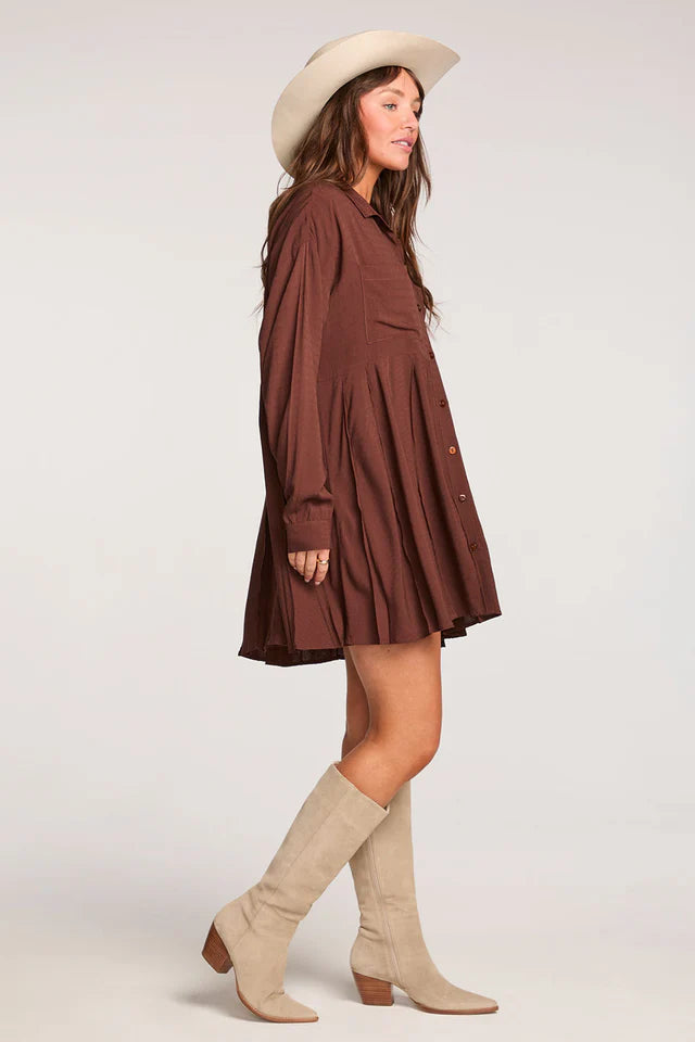 SALTWATER LUXE AURELLIA MINI DRESS - CHOCOLATE