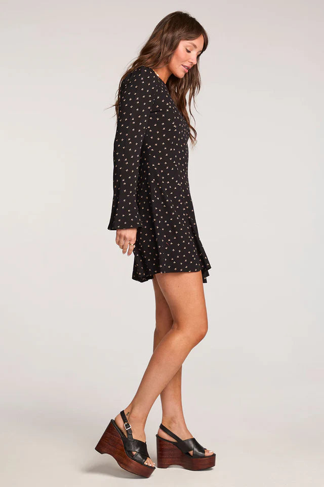 SALTWATER LUXE VERRA MINI DRESS - BLACK