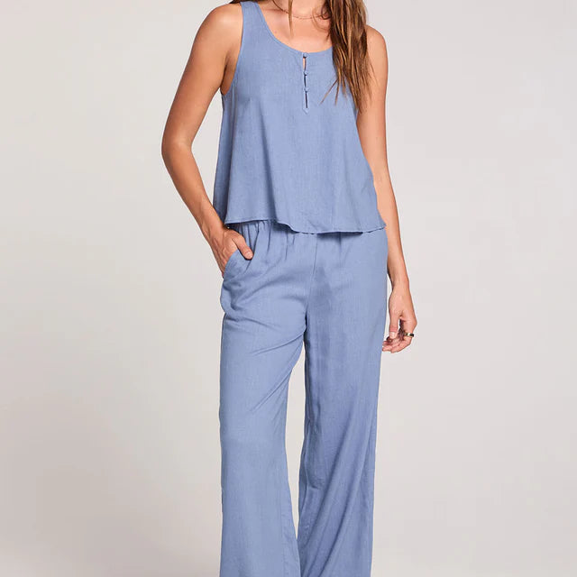 SALTWATER LUXE WOVEN PULL ON PANT - WORN BLUE