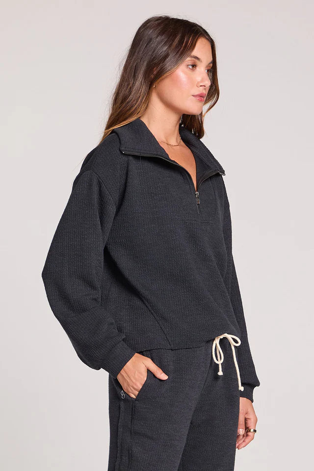 SALTWATER LUXE HALF ZIP SEAM PULLOVER - BLACK
