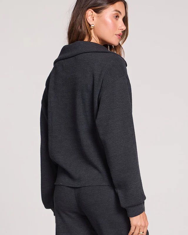 SALTWATER LUXE HALF ZIP SEAM PULLOVER - BLACK