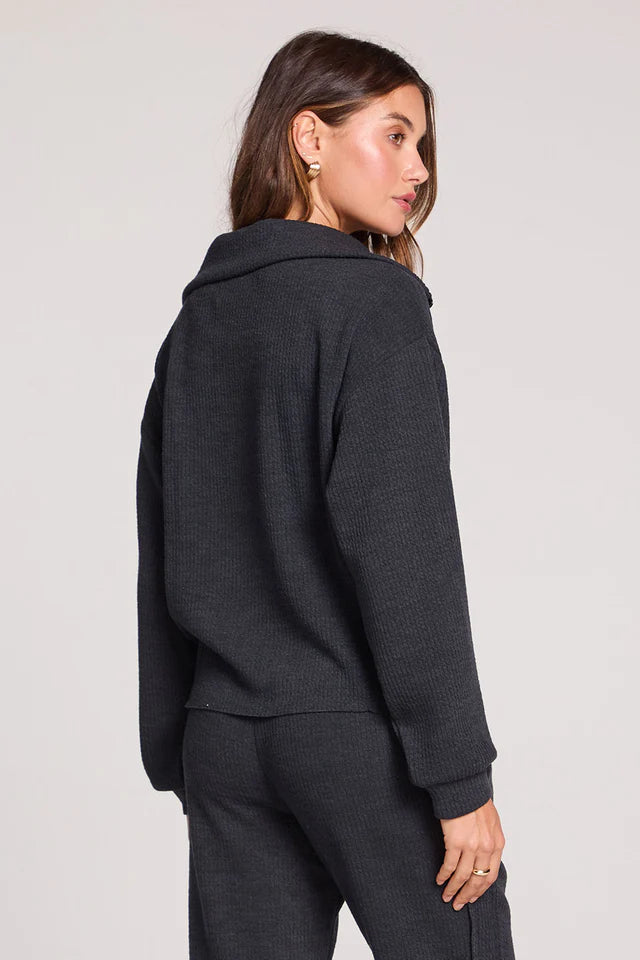 SALTWATER LUXE HALF ZIP SEAM PULLOVER - BLACK