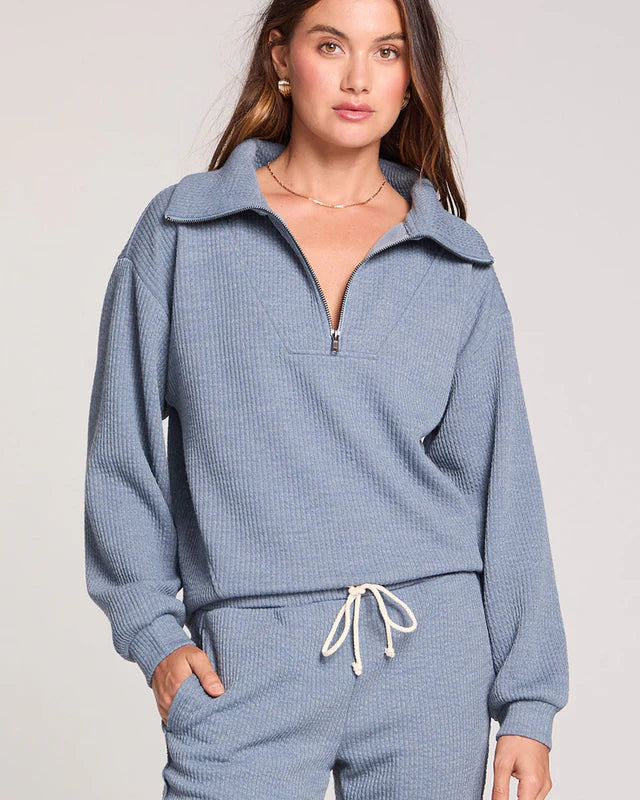 SALTWATER LUXE HALF SEAM PULLOVER - WORN BLUE