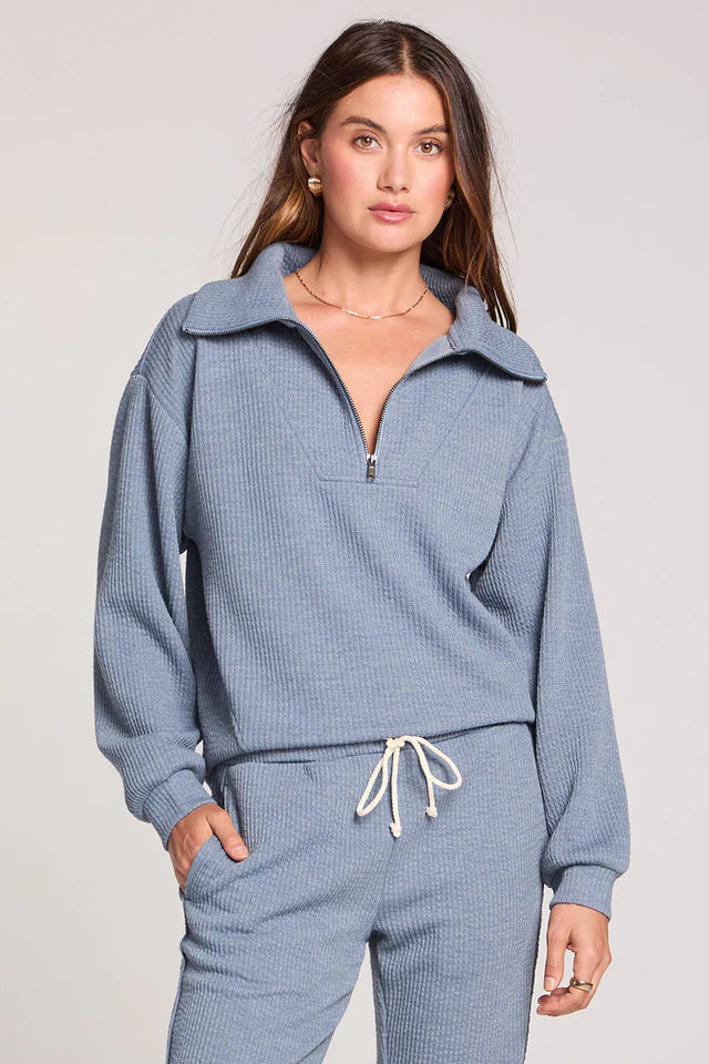 SALTWATER LUXE HALF SEAM PULLOVER - WORN BLUE
