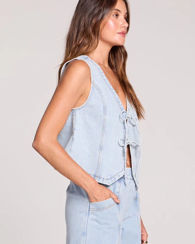 SALTWATER LUXE MARGO DENIM VEST - SKYLINE