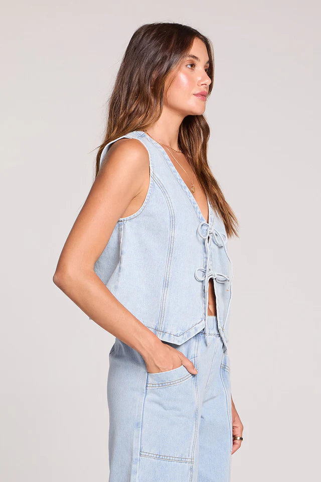 SALTWATER LUXE MARGO DENIM VEST - SKYLINE