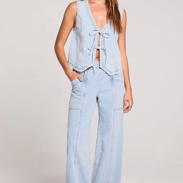 SALTWATER LUXE MARGO DENIM VEST - SKYLINE