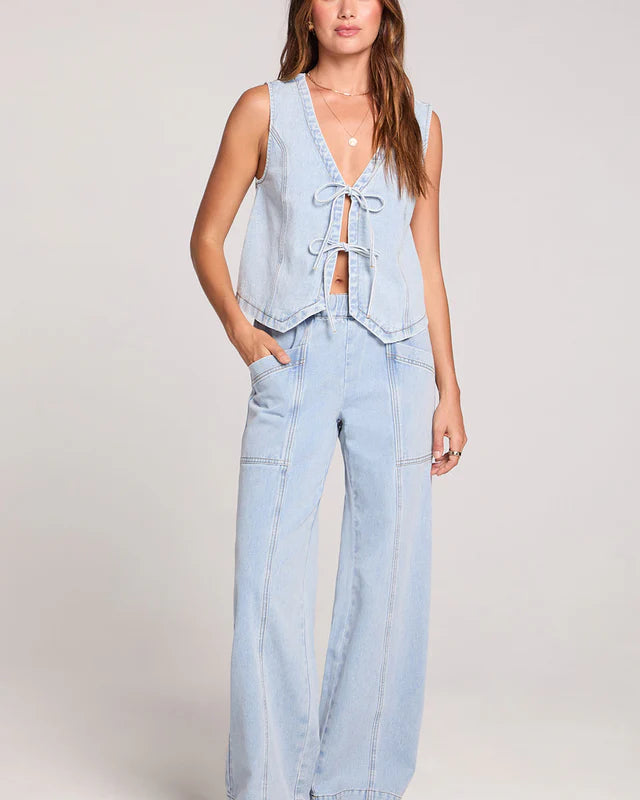 SALTWATER LUXE MARGO DENIM VEST - SKYLINE