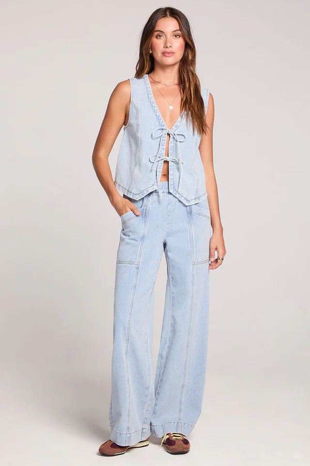 SALTWATER LUXE MARGO DENIM VEST - SKYLINE
