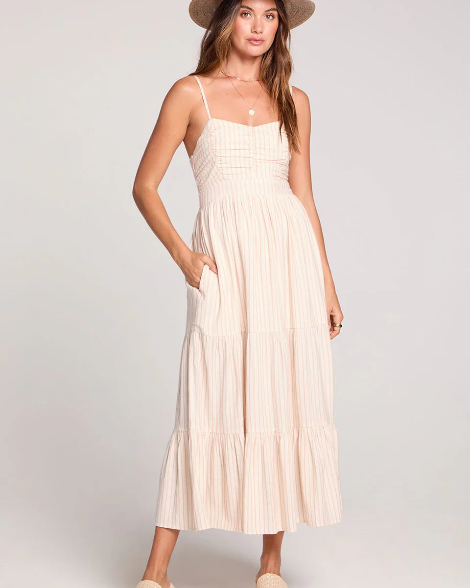 SALTWATER LUXE CAMRIE MIDI DRESS - SAND
