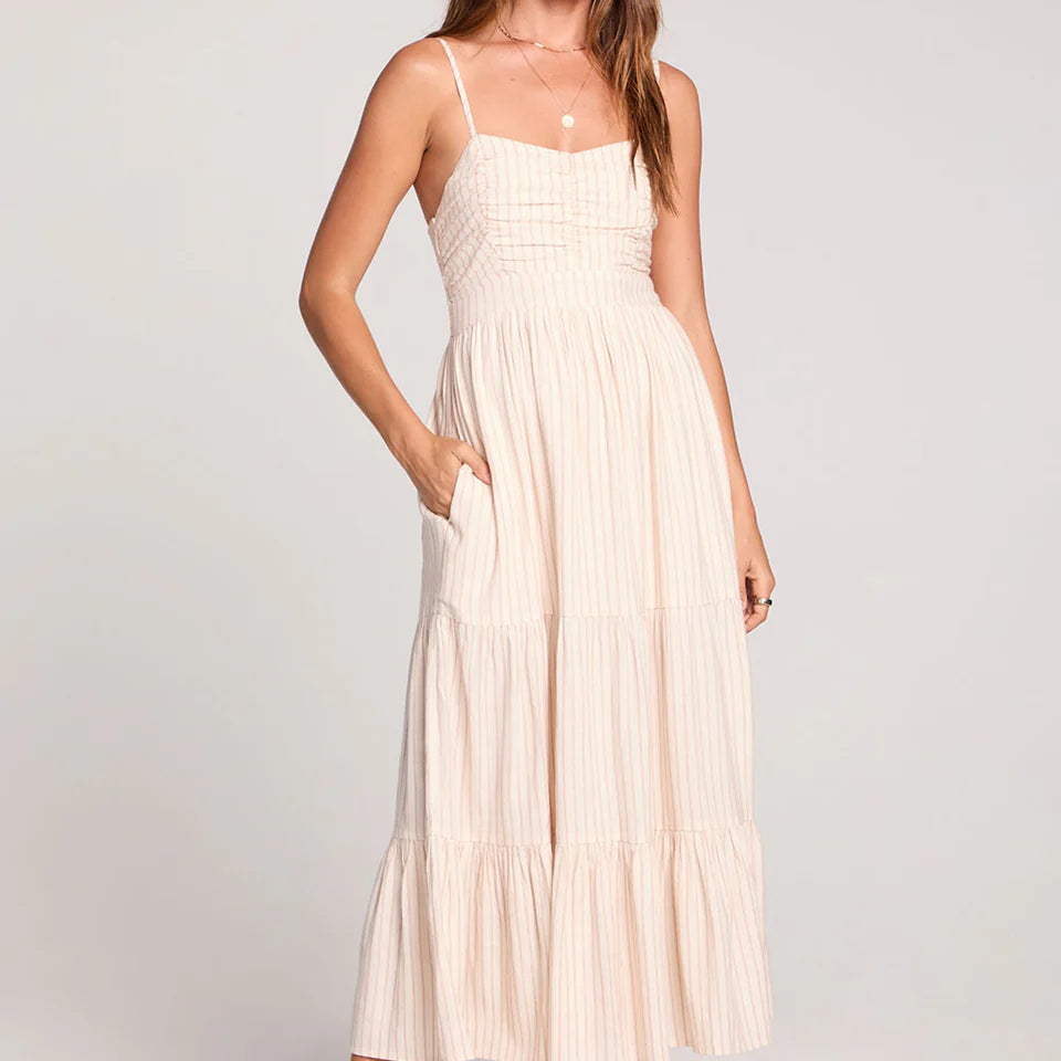 SALTWATER LUXE CAMRIE MIDI DRESS - SAND