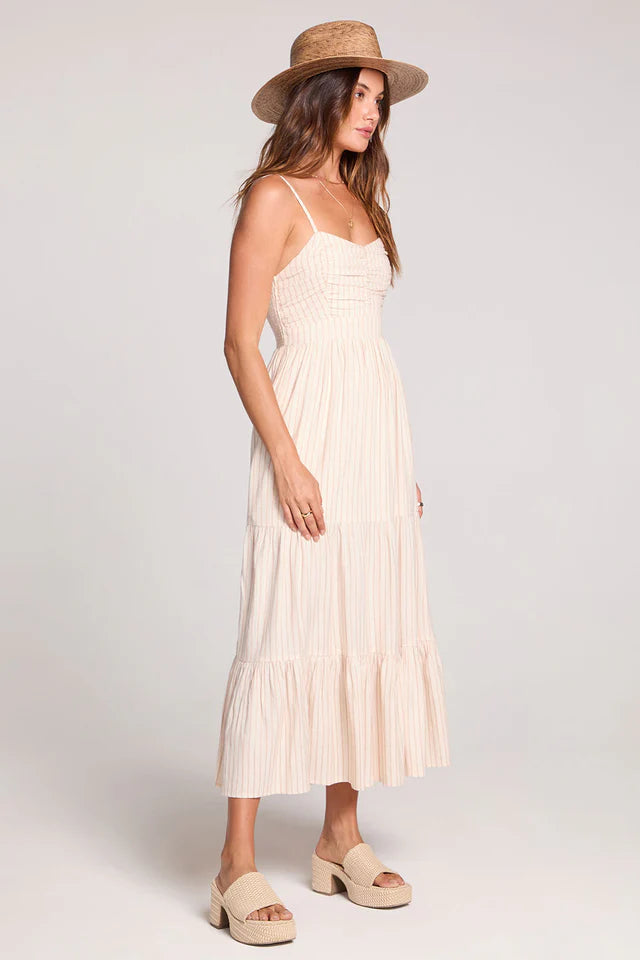 SALTWATER LUXE CAMRIE MIDI DRESS - SAND
