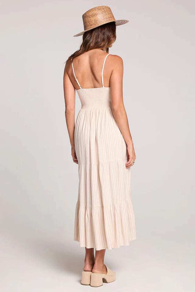 SALTWATER LUXE CAMRIE MIDI DRESS - SAND