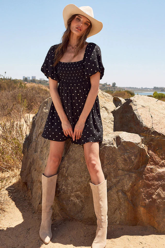 SALTWATER LUXE ELIO MINI DRESS - BLACK