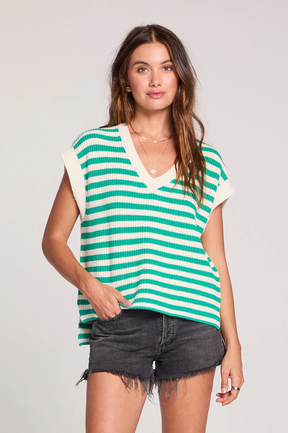 SALTWATER LUXE FITZ SWEATER TANK - CLOVER