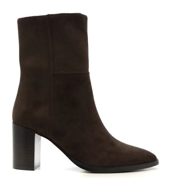 CHINESE LAUNDRY SANDRA HEELED SHORT BOOTS - COFFEE SUEDE