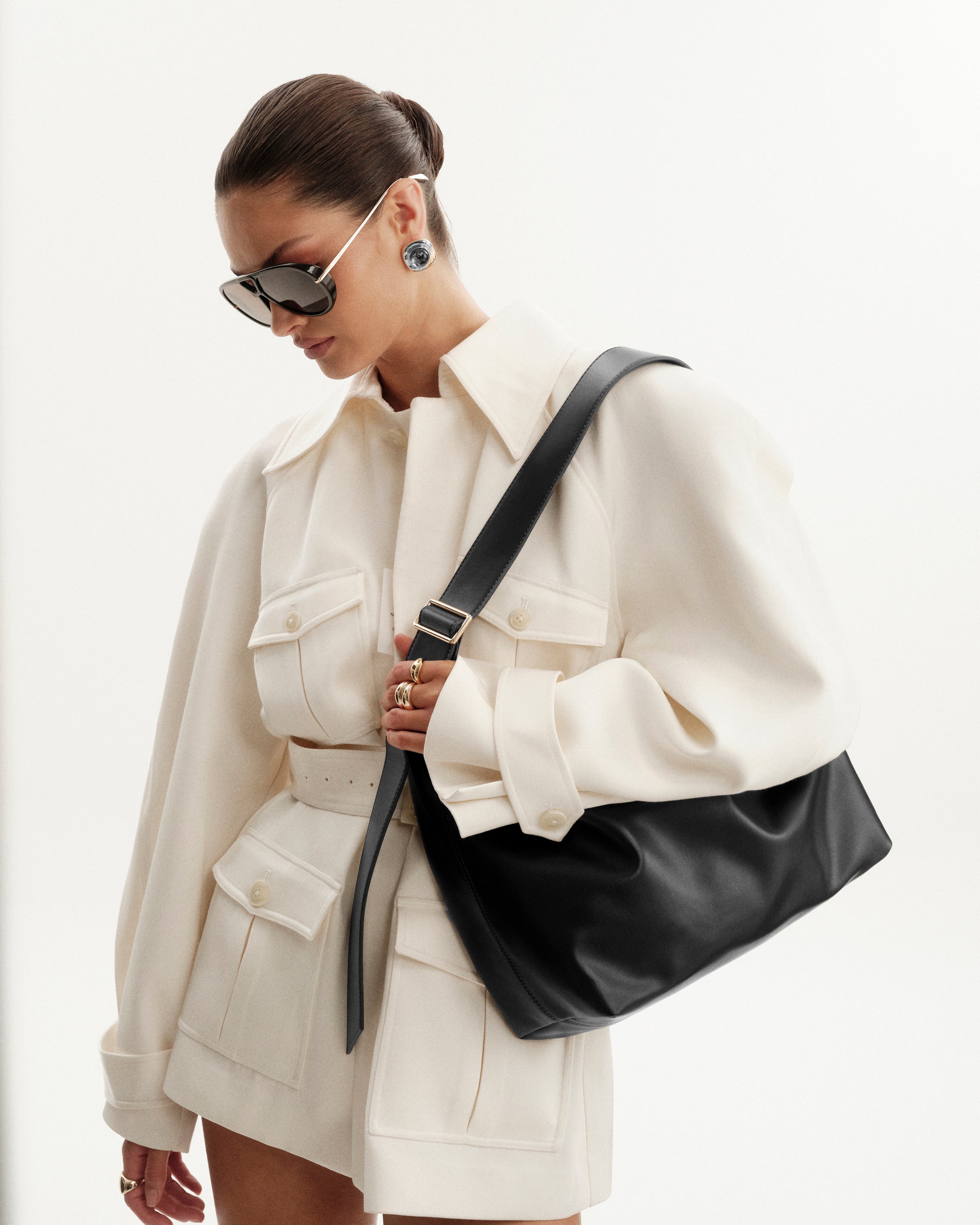 BILLINI SISA LARGE SHOULDER BAG - BLACK SHINE