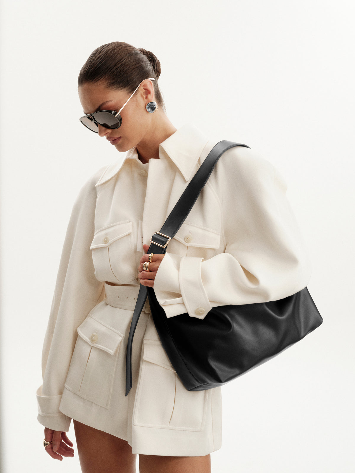 BILLINI SISA LARGE SHOULDER BAG - BLACK SHINE