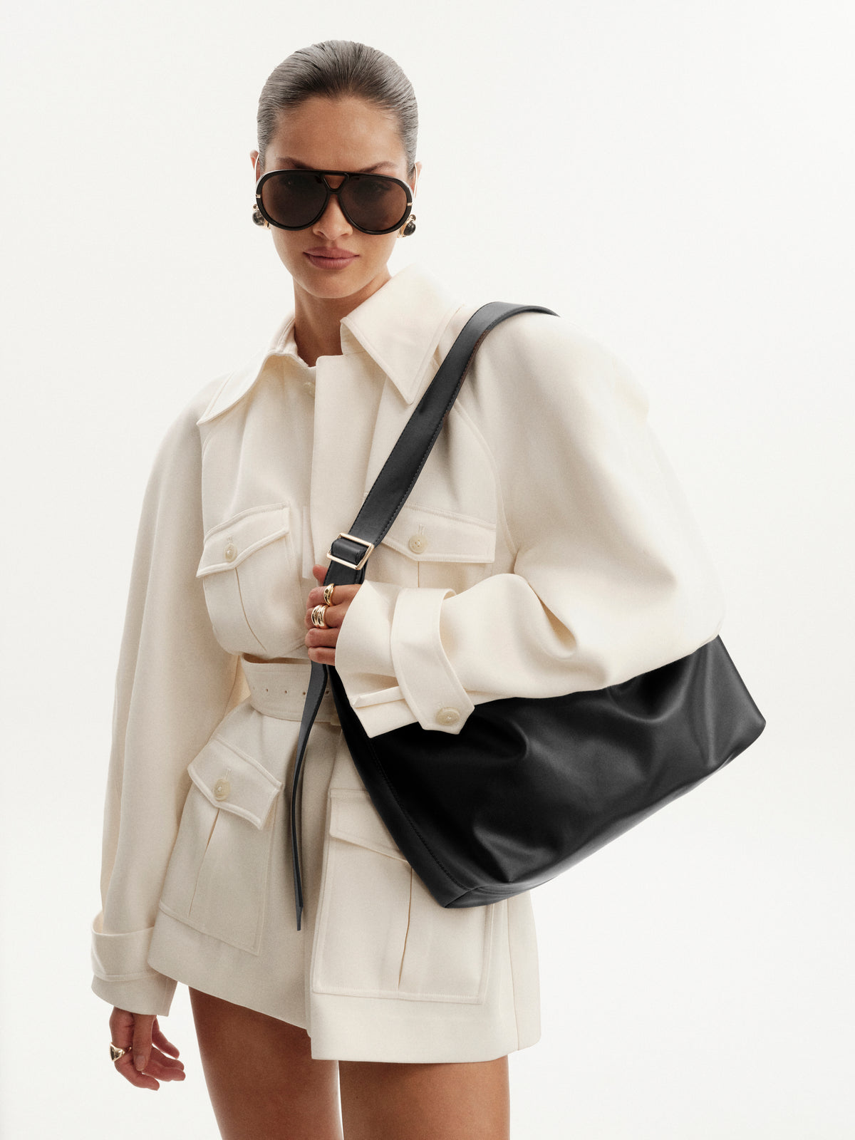 BILLINI SISA LARGE SHOULDER BAG - BLACK SHINE