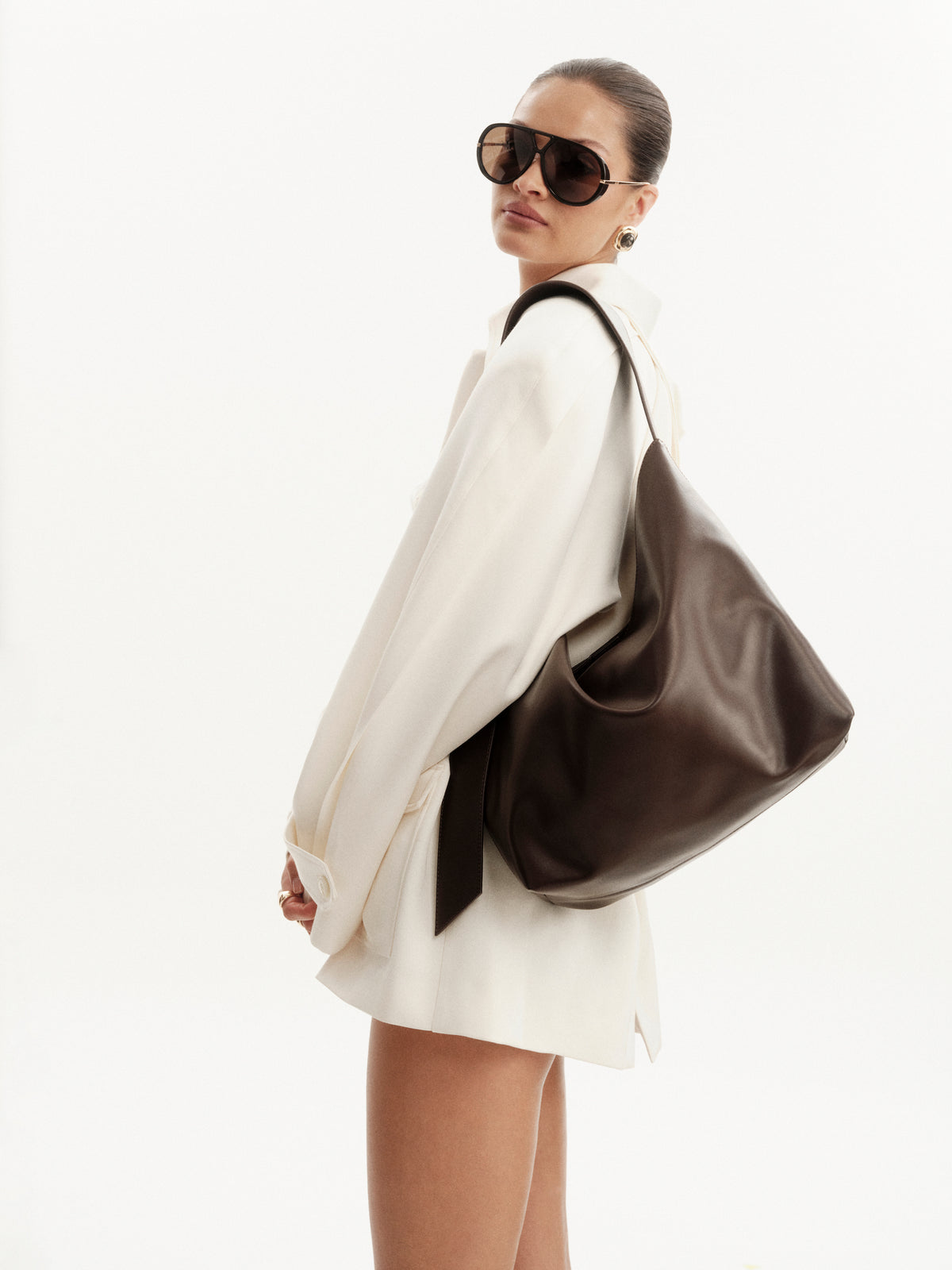 BILLINI SISA LARGE SHOULDER BAG - CHOCOLATE SHINE