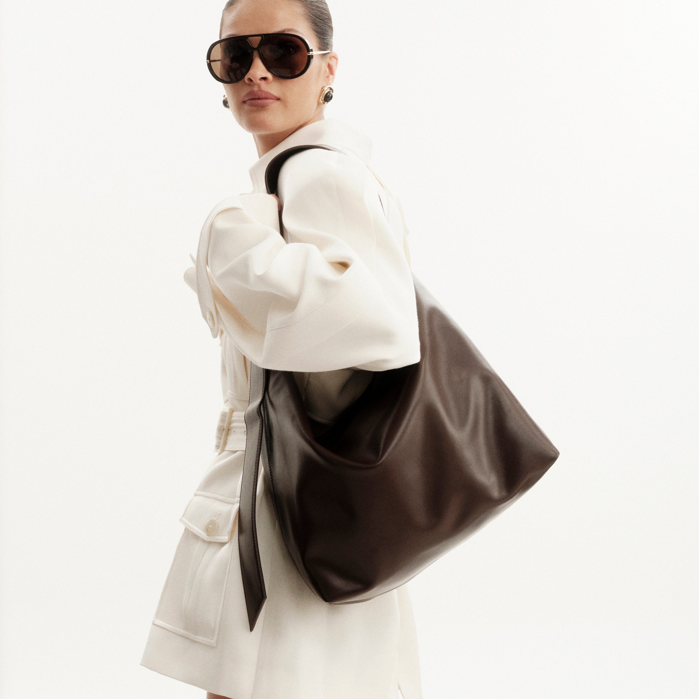 BILLINI SISA LARGE SHOULDER BAG - CHOCOLATE SHINE