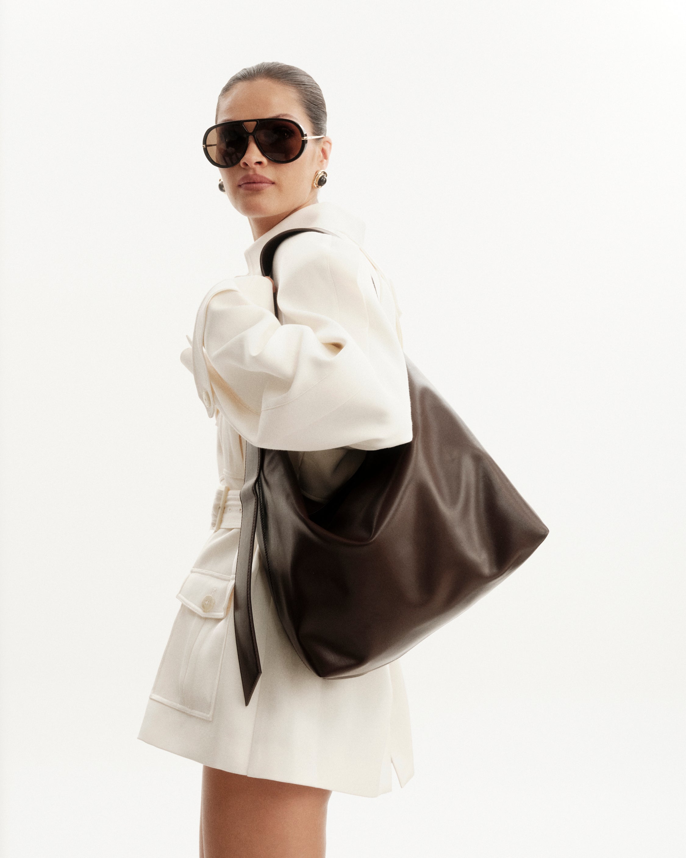 BILLINI SISA LARGE SHOULDER BAG - CHOCOLATE SHINE