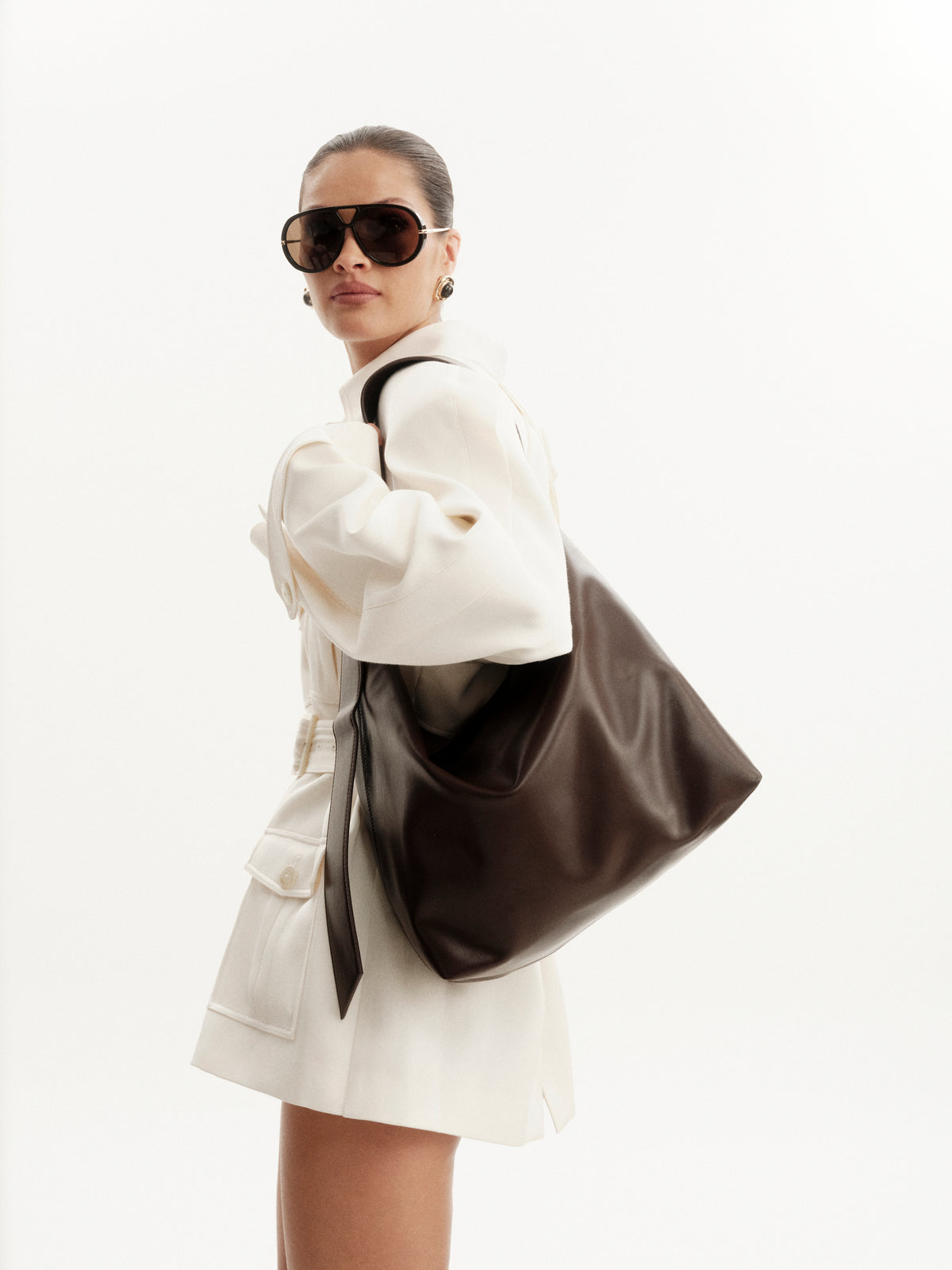 BILLINI SISA LARGE SHOULDER BAG - CHOCOLATE SHINE