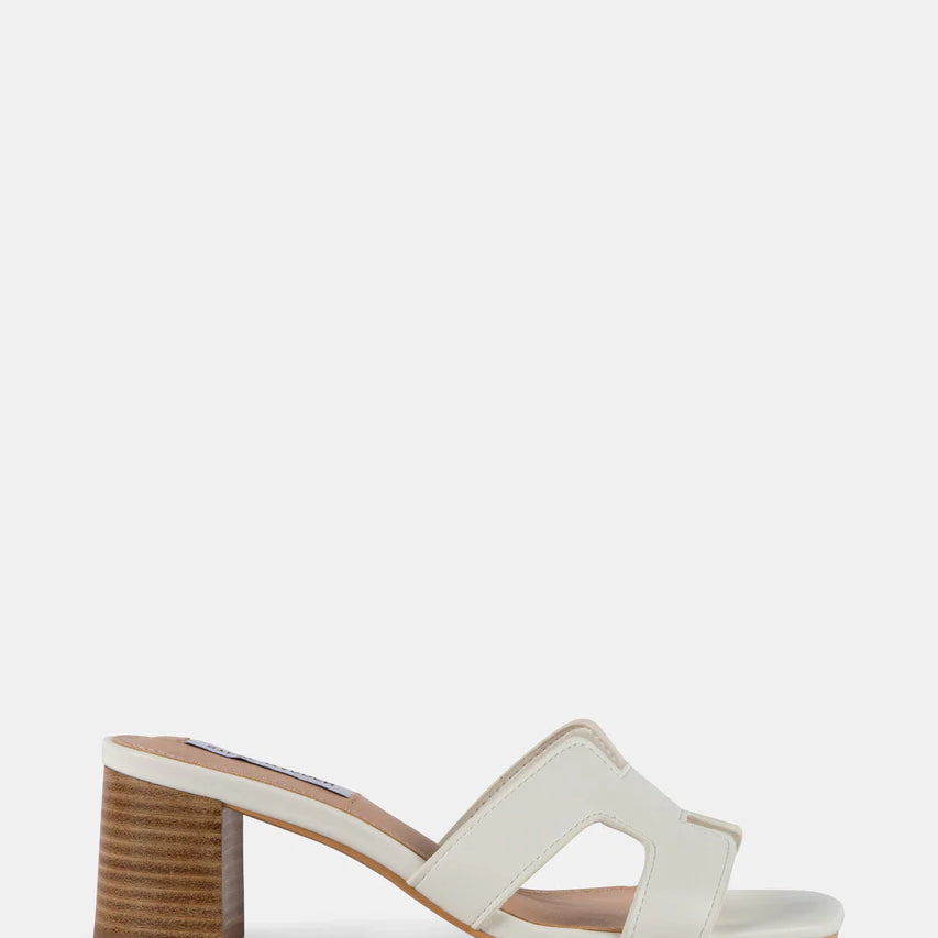 STEVE MADDEN VALUE BLOCK HEELS - WHITE
