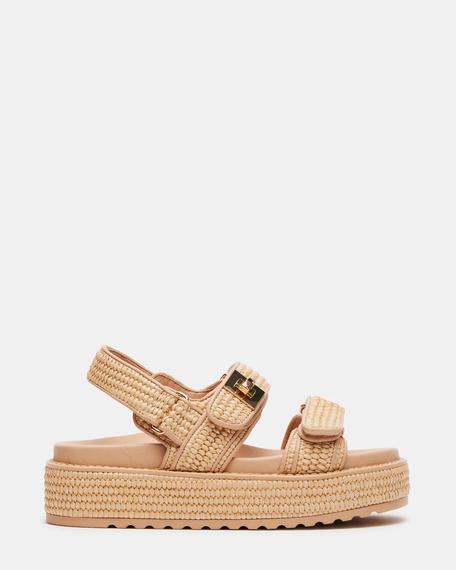 STEVE MADDEN BIG MONA PLATFORM SANDAL - NATURAL RAFFIA