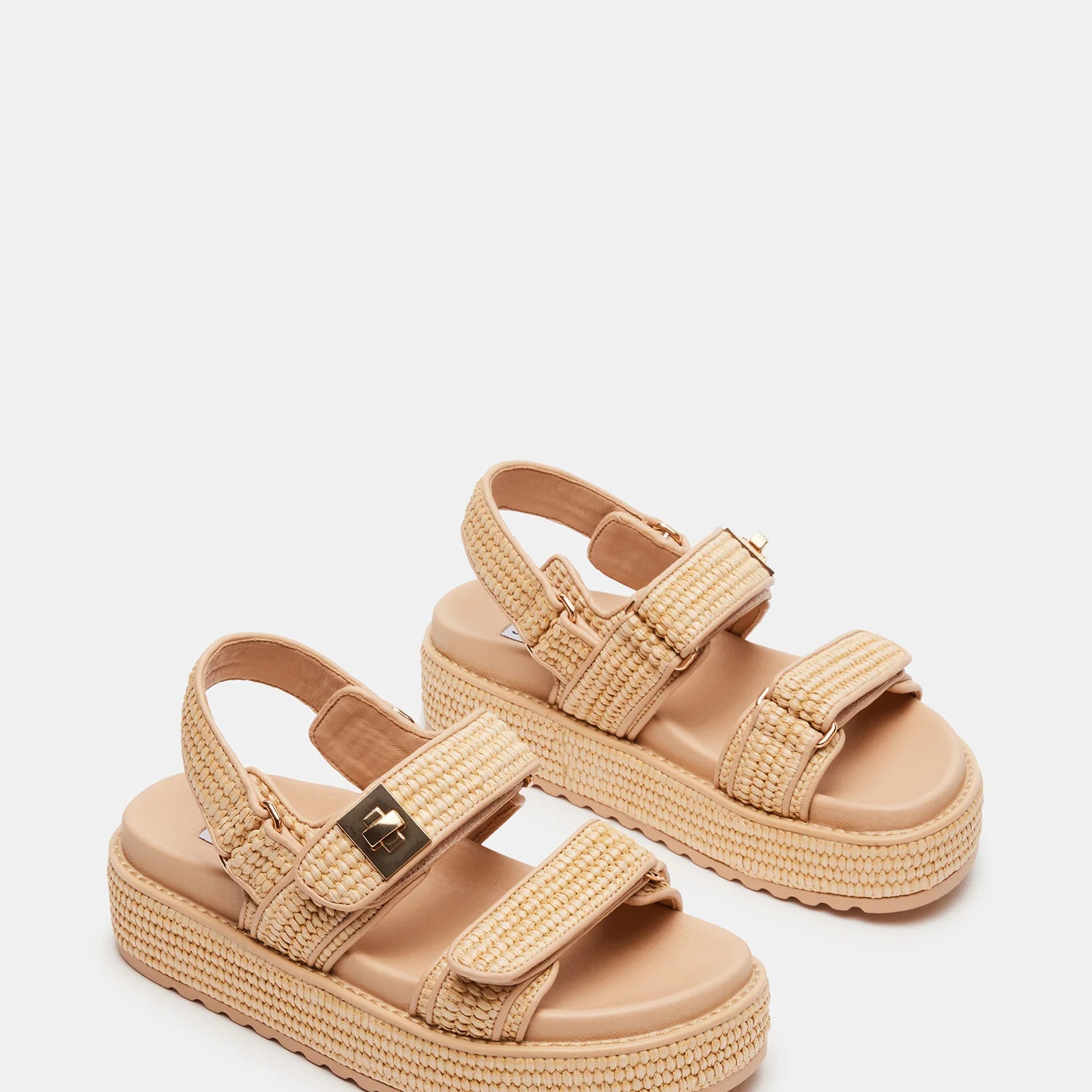 STEVE MADDEN BIG MONA PLATFORM SANDAL - NATURAL RAFFIA