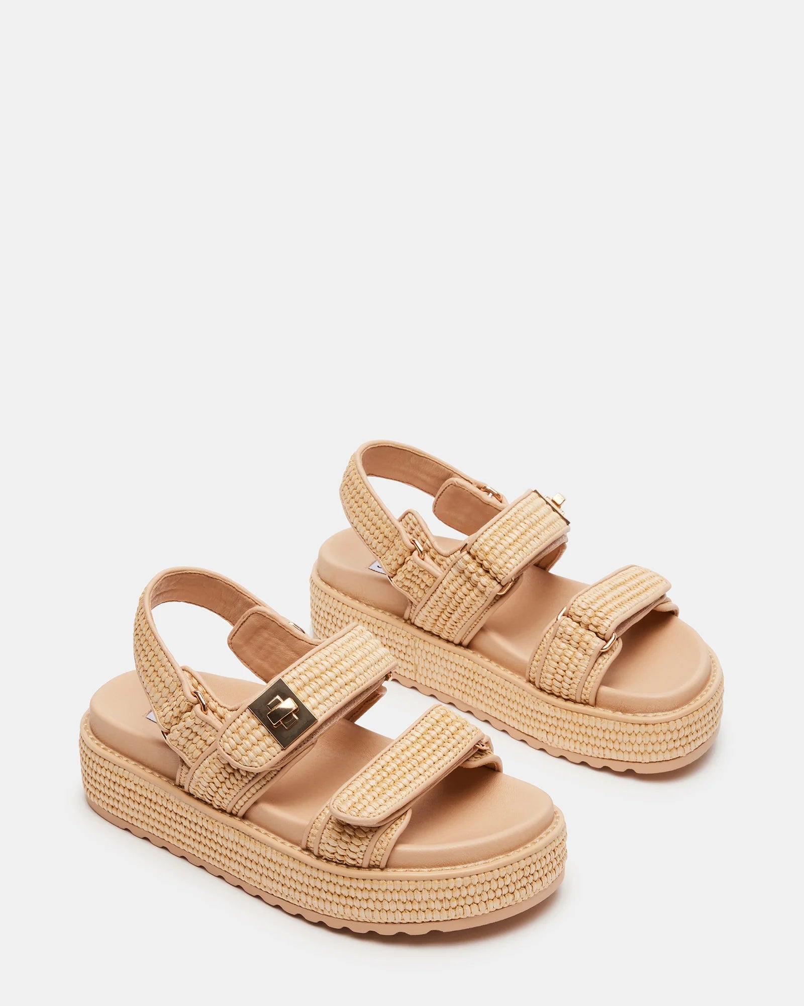 STEVE MADDEN BIG MONA PLATFORM SANDAL - NATURAL RAFFIA