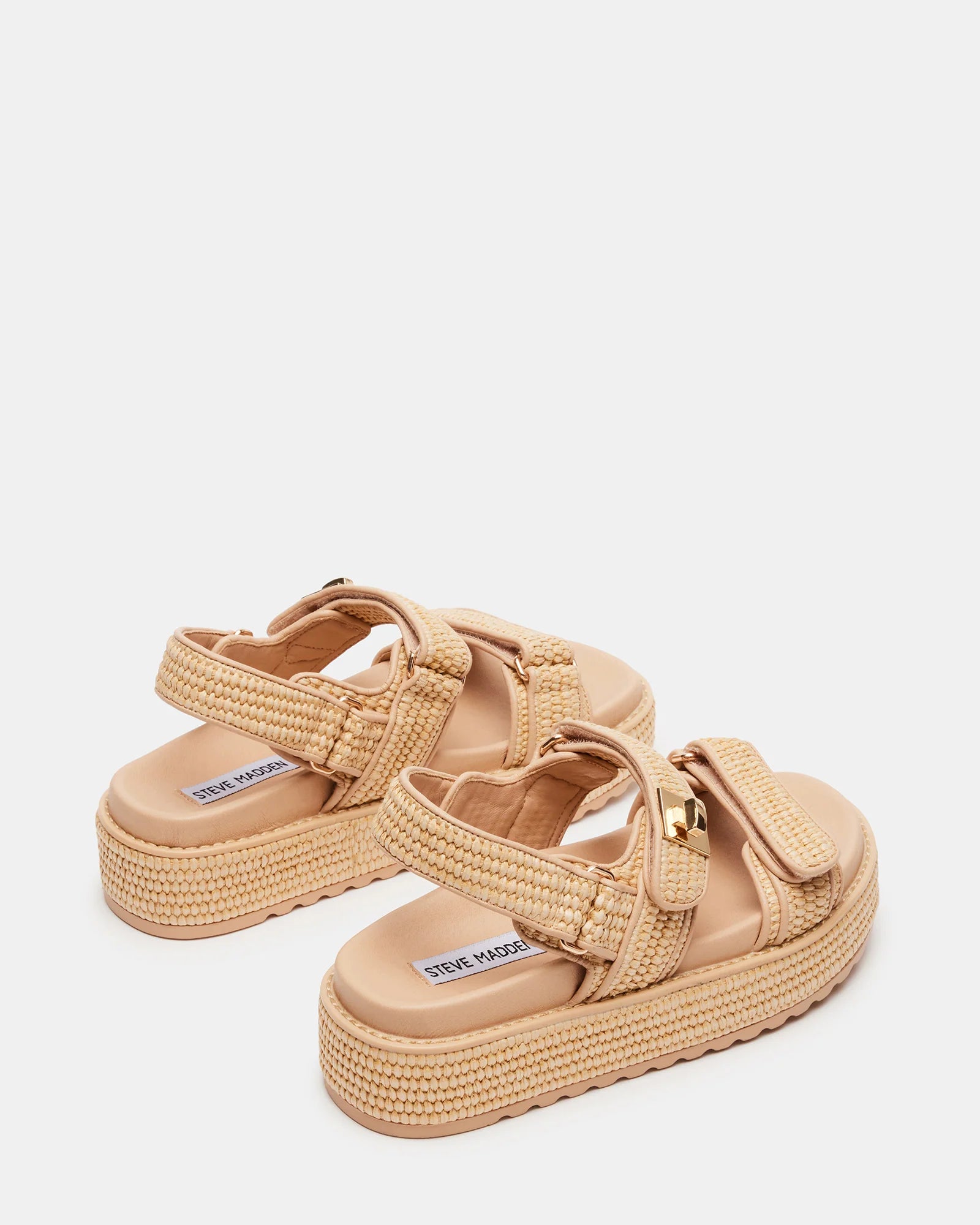 STEVE MADDEN BIG MONA PLATFORM SANDAL - NATURAL RAFFIA