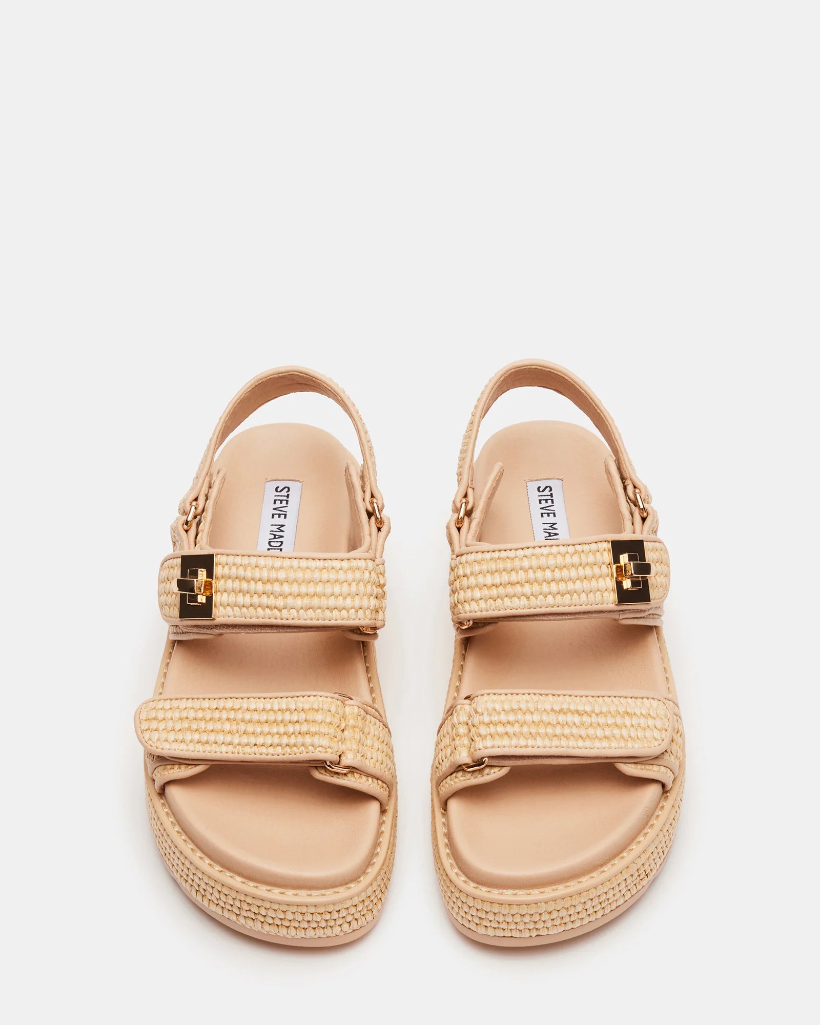 STEVE MADDEN BIG MONA PLATFORM SANDAL - NATURAL RAFFIA