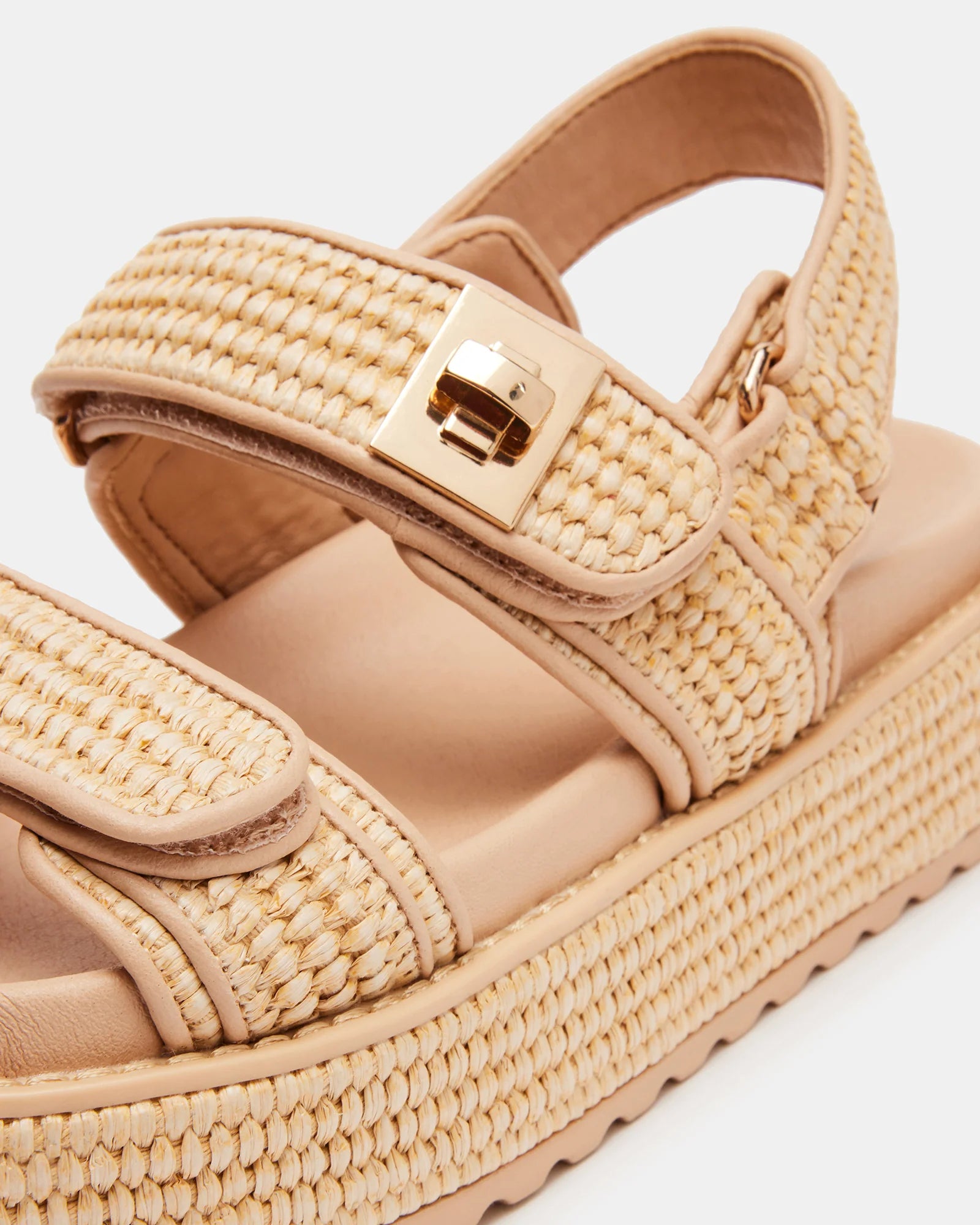 STEVE MADDEN BIG MONA PLATFORM SANDAL - NATURAL RAFFIA