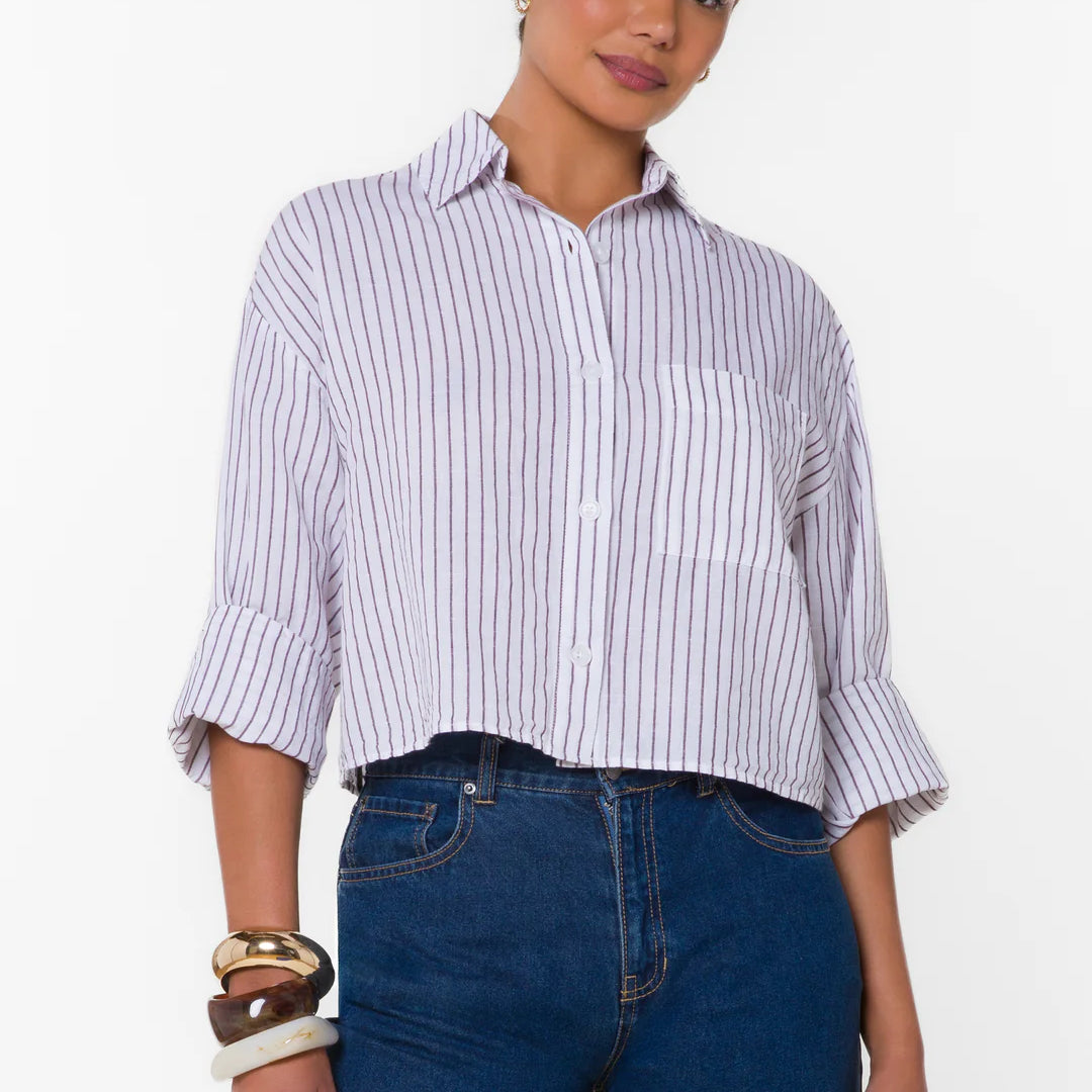 VELVET HEART STORMI BUTTON DOWN SHIRT - IVORY