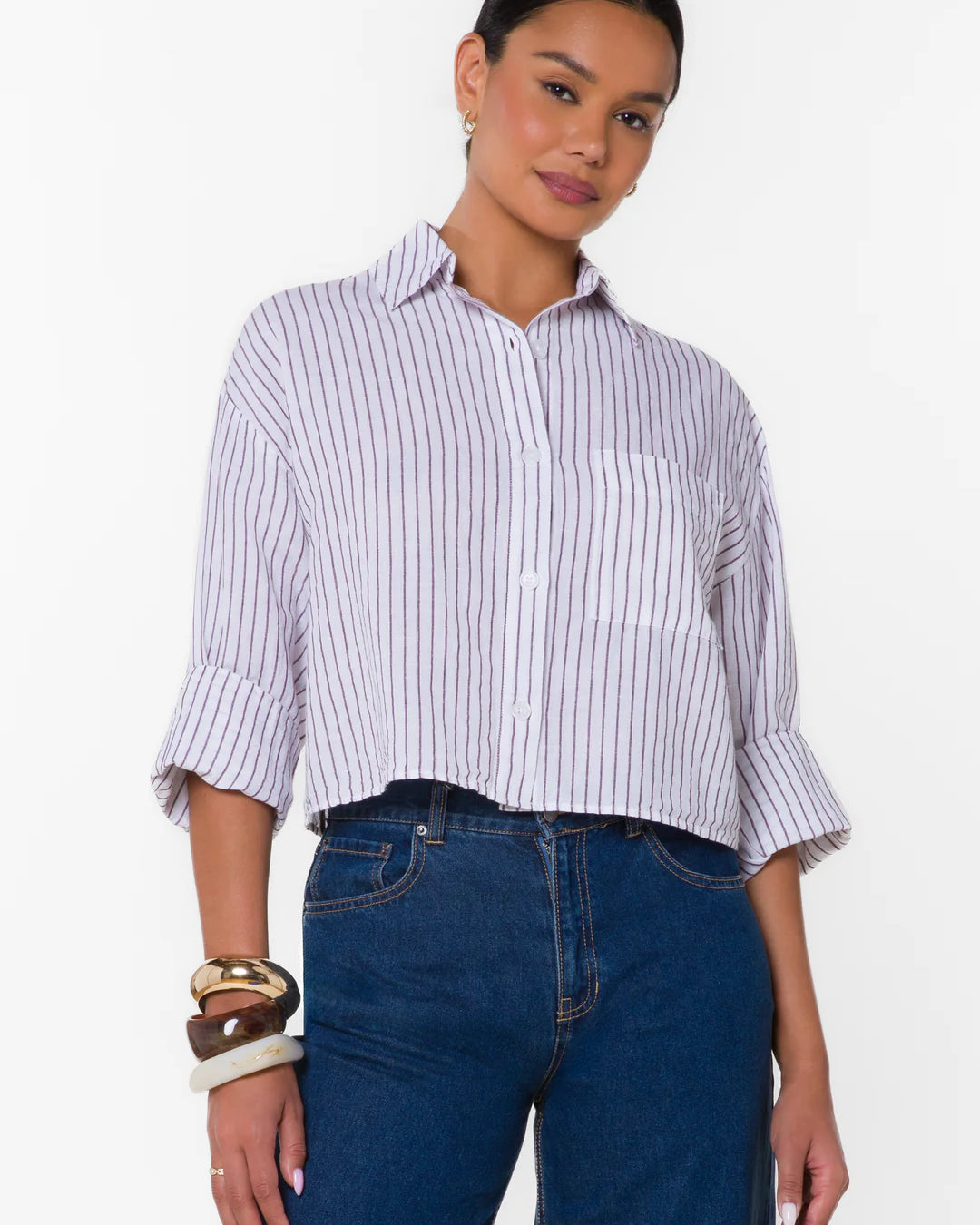 VELVET HEART STORMI BUTTON DOWN SHIRT - IVORY