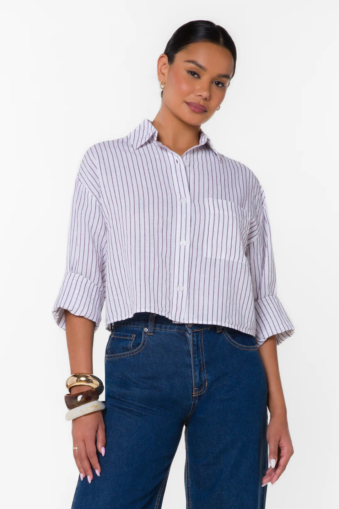 VELVET HEART STORMI BUTTON DOWN SHIRT - IVORY