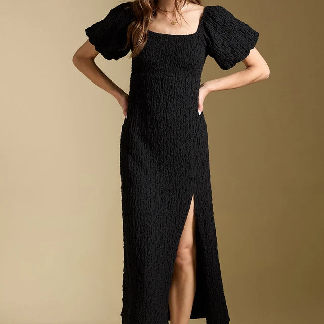 SALTWATER LUXE DREW MIDI DRESS - BLACK